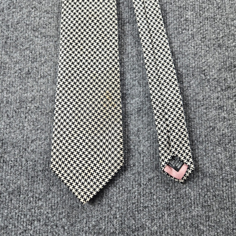 Thomas‎ Pink 100% Silk Tie Mens Black White Good Houndstooth Pattern morocco(T)